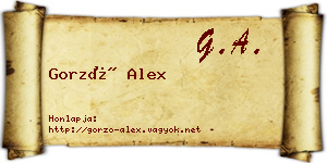 Gorzó Alex névjegykártya